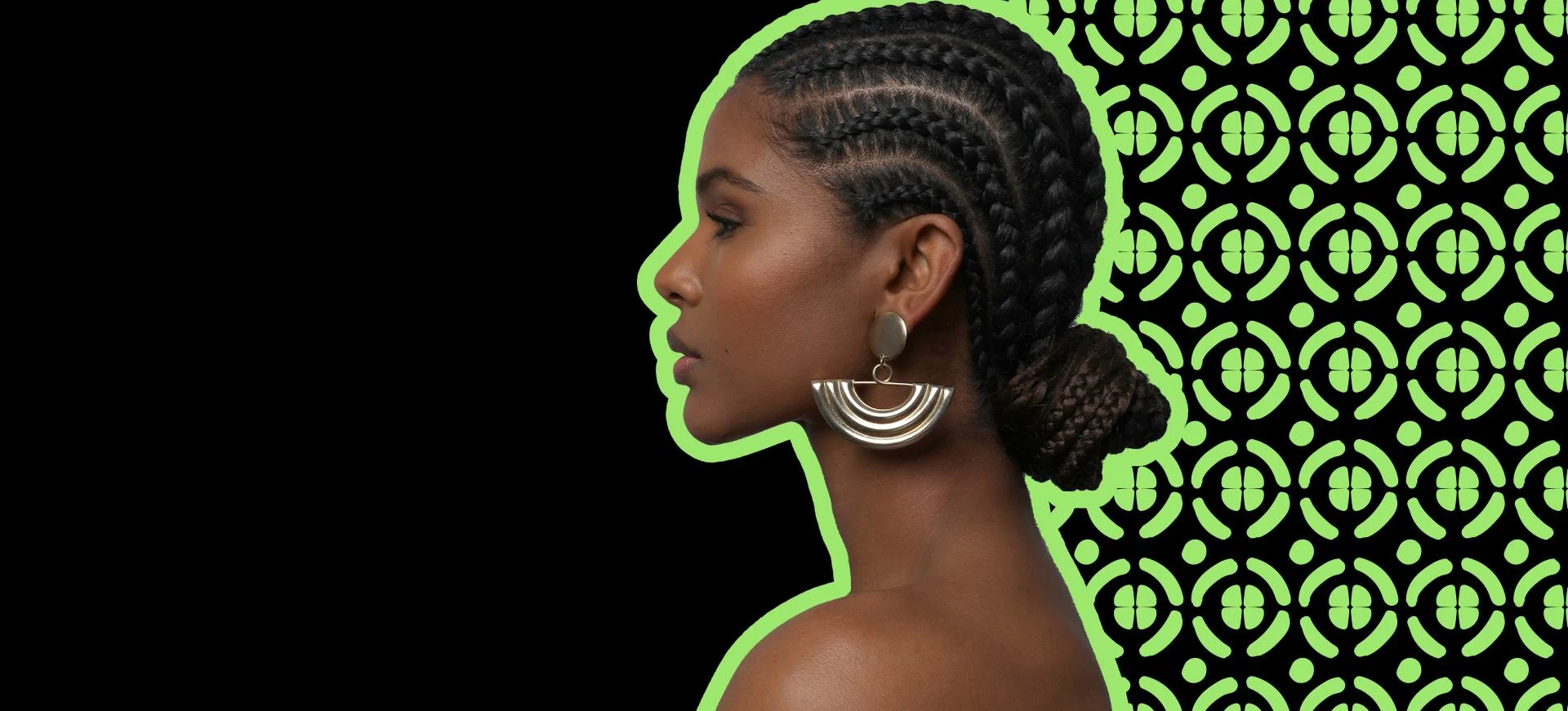 Model with golden earrings 