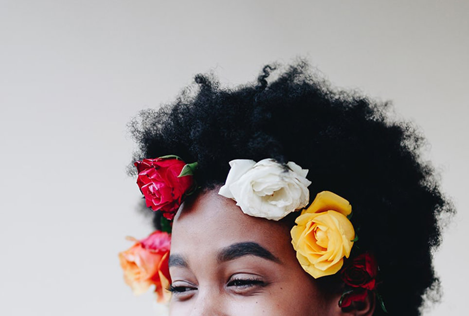 Woman with flowers in her hair