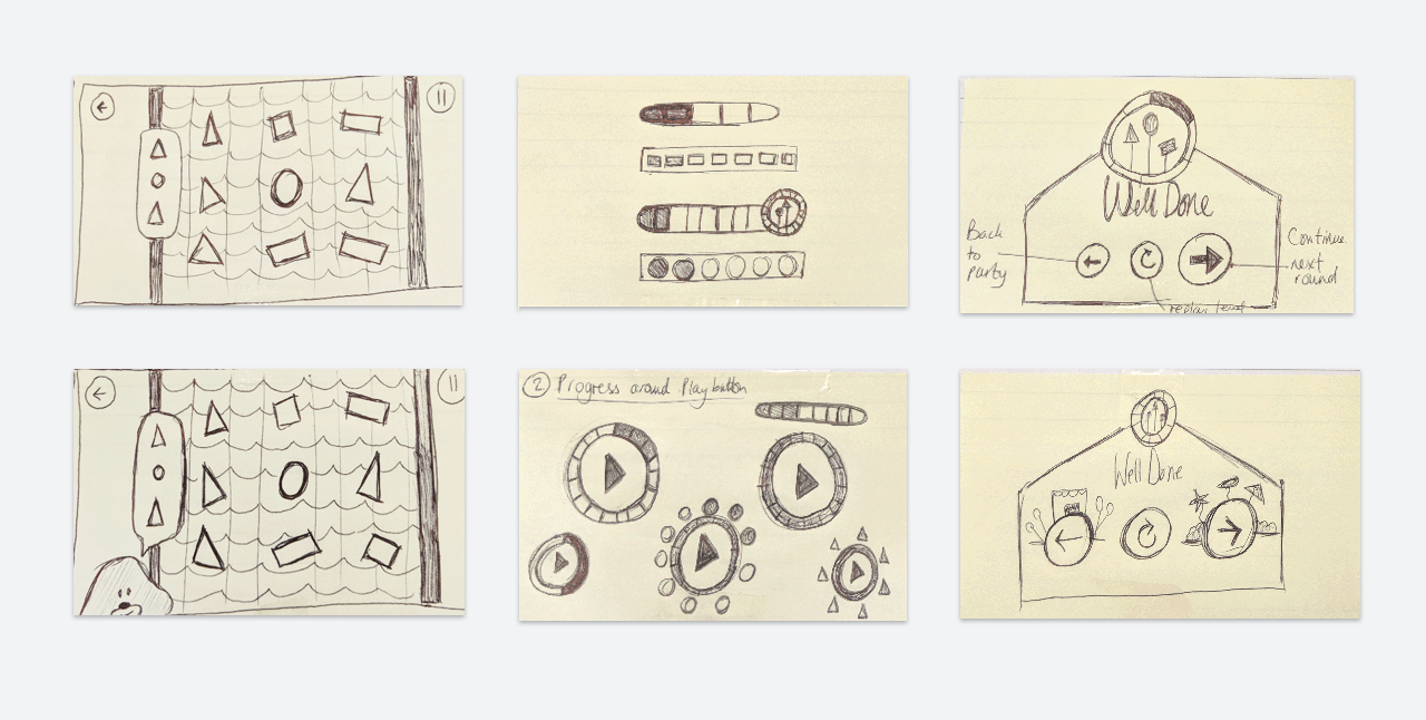 Hey Duggee shape game iteration sketches 