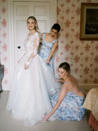 Luxury Pearls Embellished Satin Princess Wedding Dress - VQ