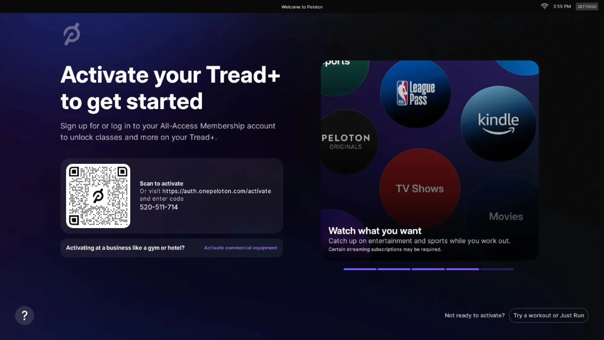 A screenshot of an activation setup wizard, highlighting the subscription activation prompt.