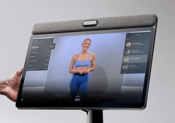 Close-up of the Swivel Screen with an image of an instructor teaching a class.