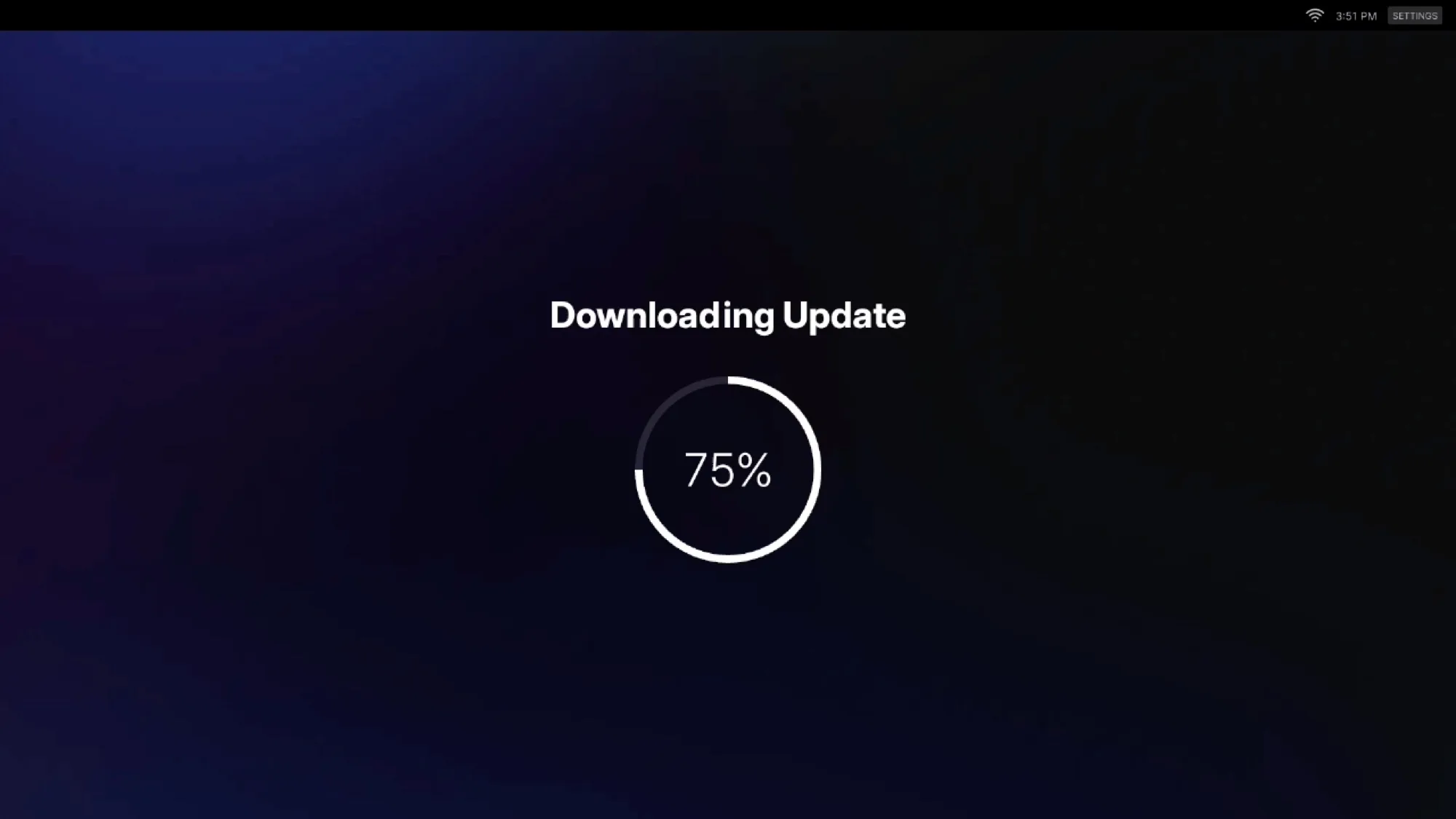 A screenshot of an activation setup wizard, showing the update download progress.