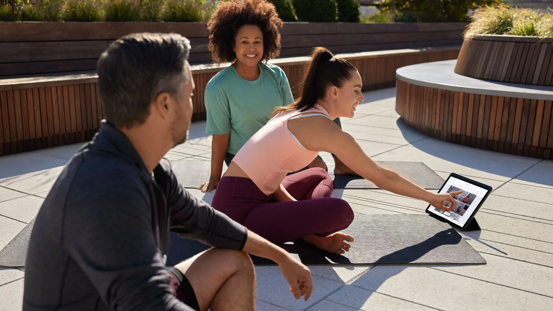 Peloton members using the app to work out outdoors
