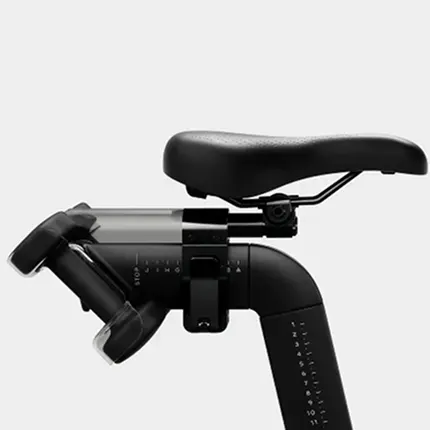 A close-up image of image of the Peloton Commercial Bike seat