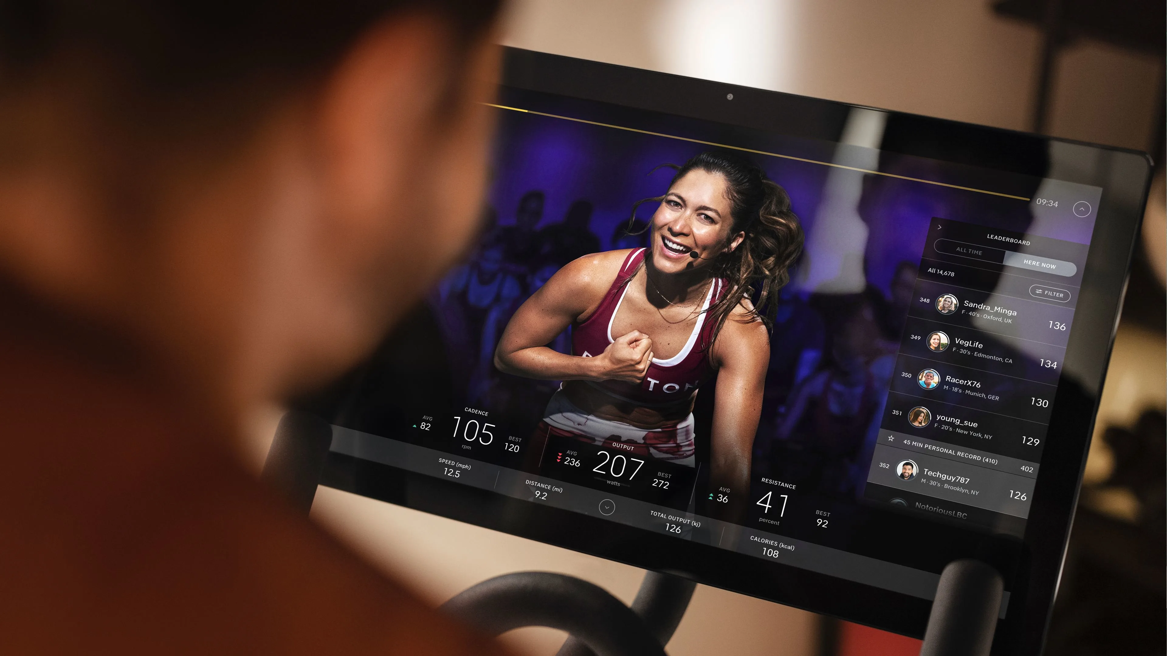 Peloton class on a bike console