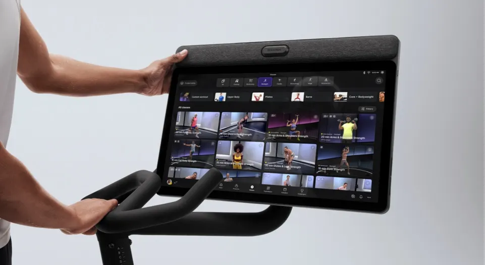 Close-up of the Swivel Screen showing different classes and workouts that can be chosen.
