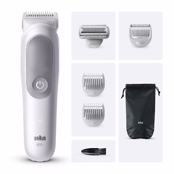 Divers outils et accessoires faisant partie de la tondeuse pour le corps Series 5 Braun