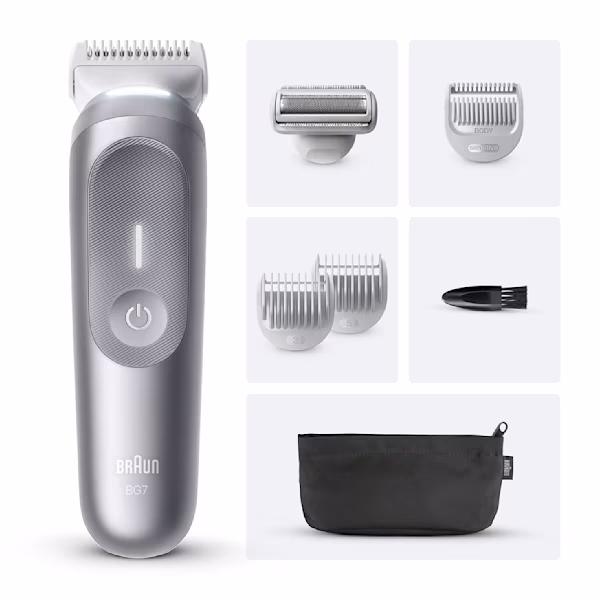 Divers outils et accessoires faisant partie de la tondeuse pour le corps Series 7 Braun