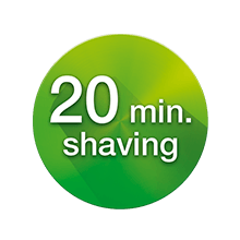 Full charge in 1 hour for 20 min. of shaving time