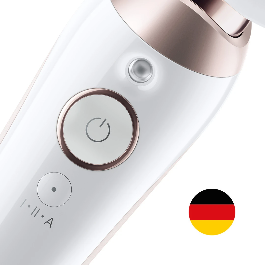 Gros plan sur le bouton SmartLight avec le drapeau allemand dans un cercle à côté. Gros plan sur le bouton SmartLight avec le drapeau allemand dans un cercle à côté.