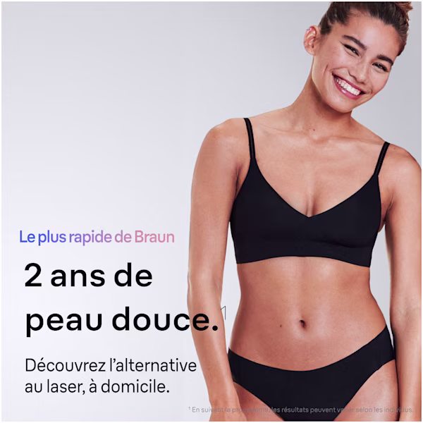 Photo d’une femme appréciant sa peau douce après utilisation du Braun Skin i·expert.