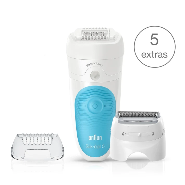 Silk-épil 5 SensoSmart™ 5/890 Wet & Dry epilator with 5 extras incl. shaver head.