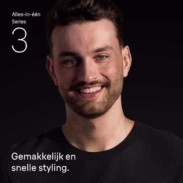 Jonge man gebruikt moeiteloos het Braun Lichaamsverzorger Series 3 apparaat om zijn oksel te trimmen