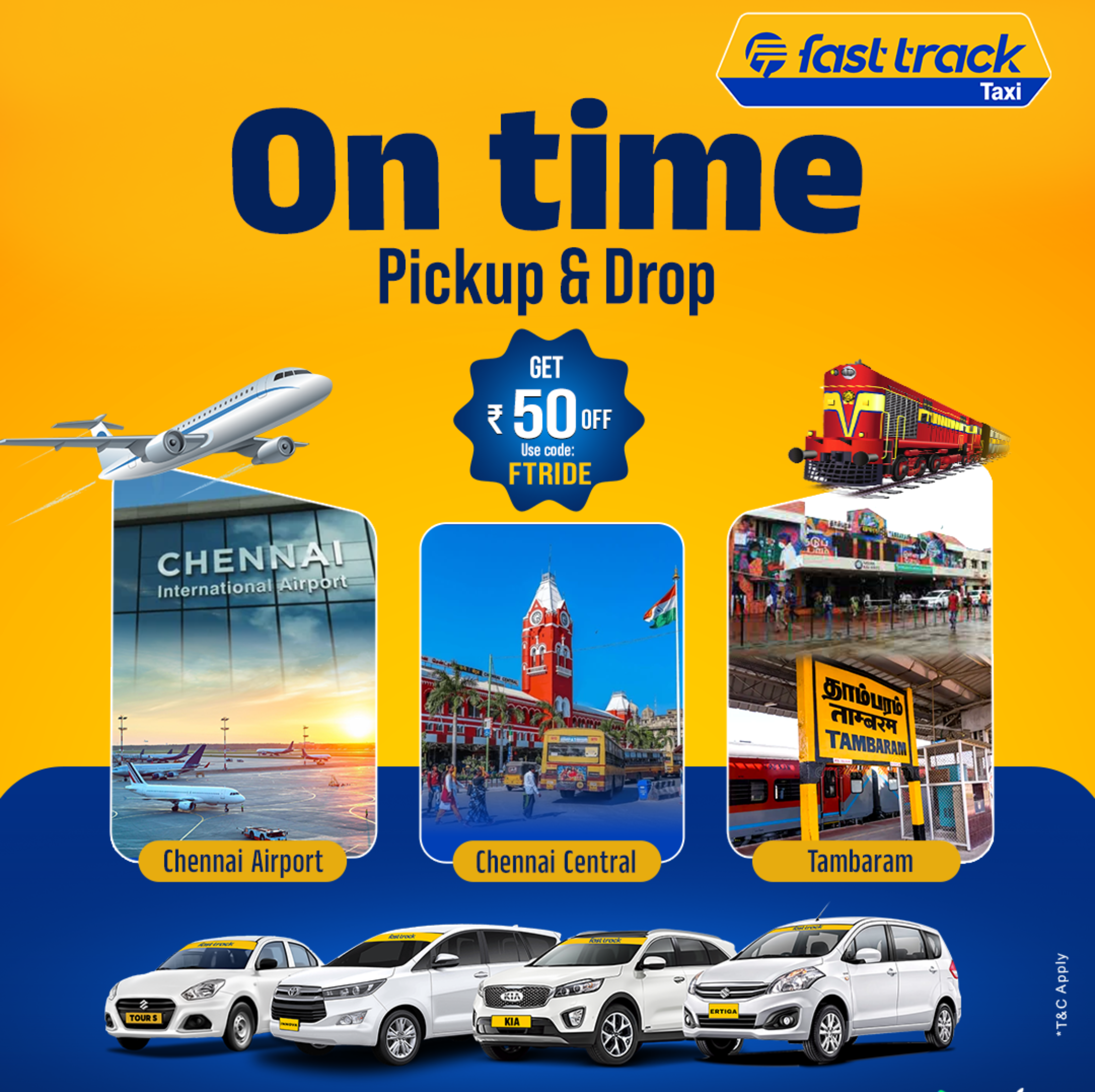 On Time Pickup & Drop - 24/7 Booking Fasttrack Taxi