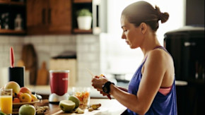 Woman going through her daily health routine
