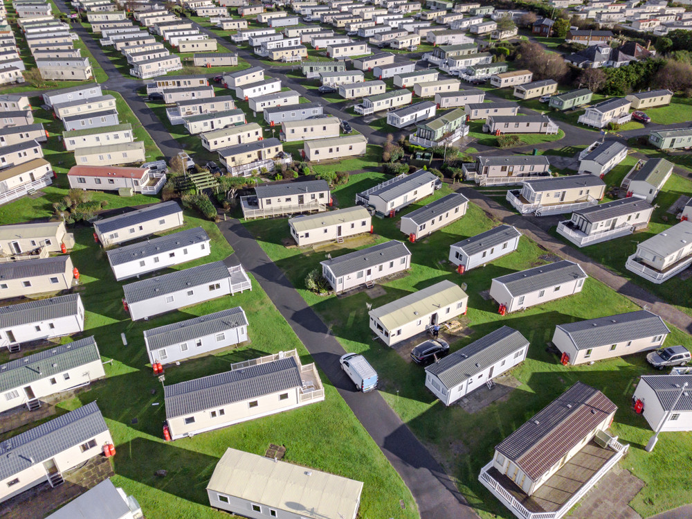 Rows of mobile homes all in one community 