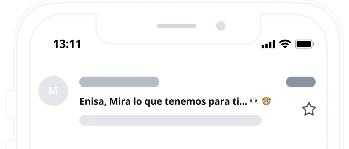 Ejemplo de línea de asunto que utiliza personalización y crea intriga sobre el contenido del email.