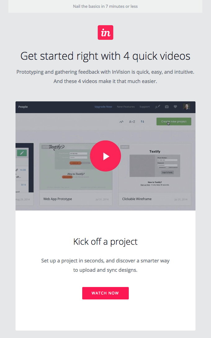 Flat design email featuring video