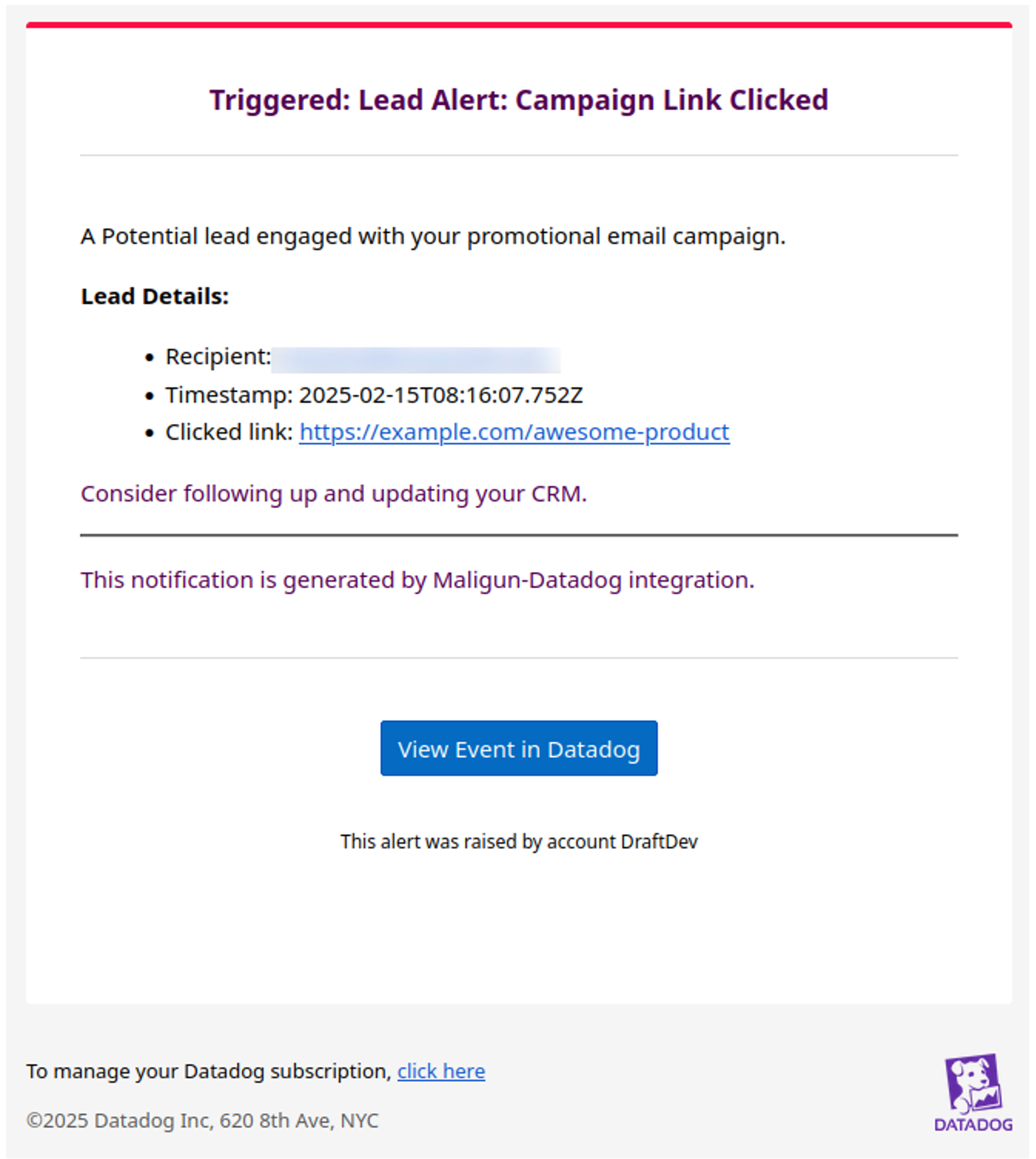 Triggered Lead Alert