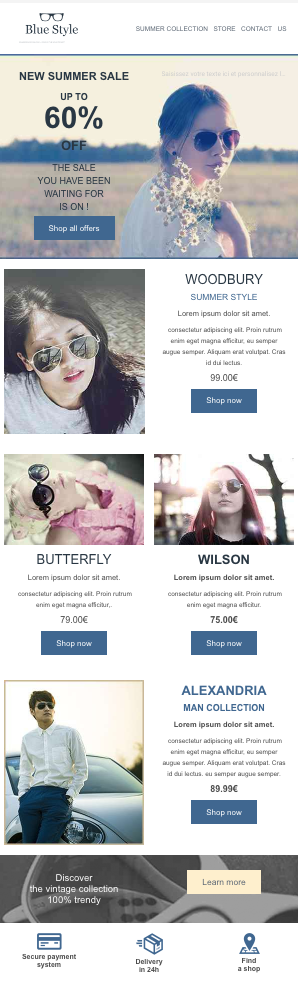 Plantilla de newsletter responsive para el comercio electrónico