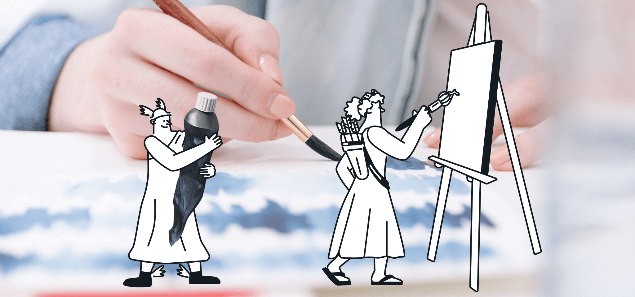 Hermès aide une déesse à peindre