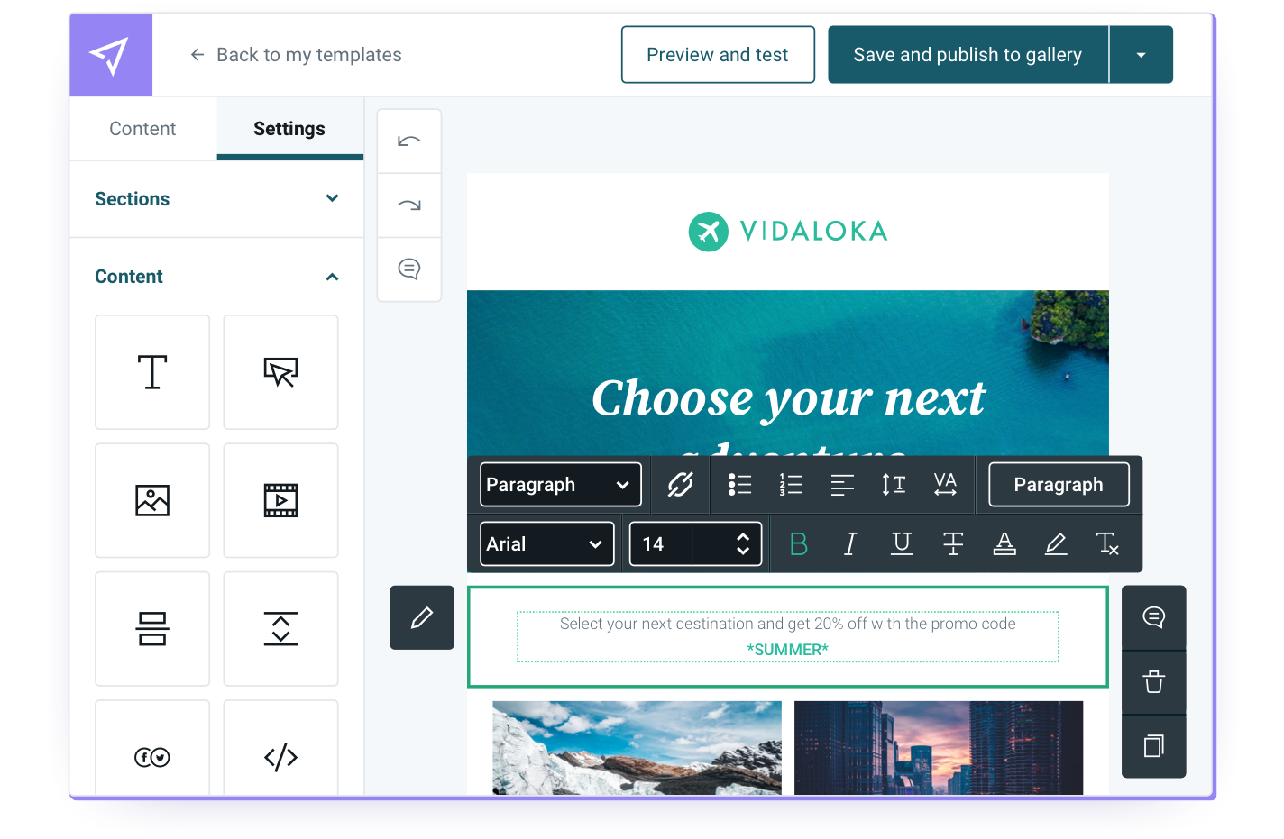 Mailjet's email builder is intuitive and collaborative.