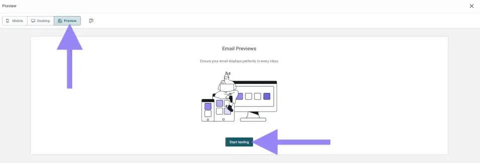 Capture d’écran de l’interface d’aperçu de Mailjet