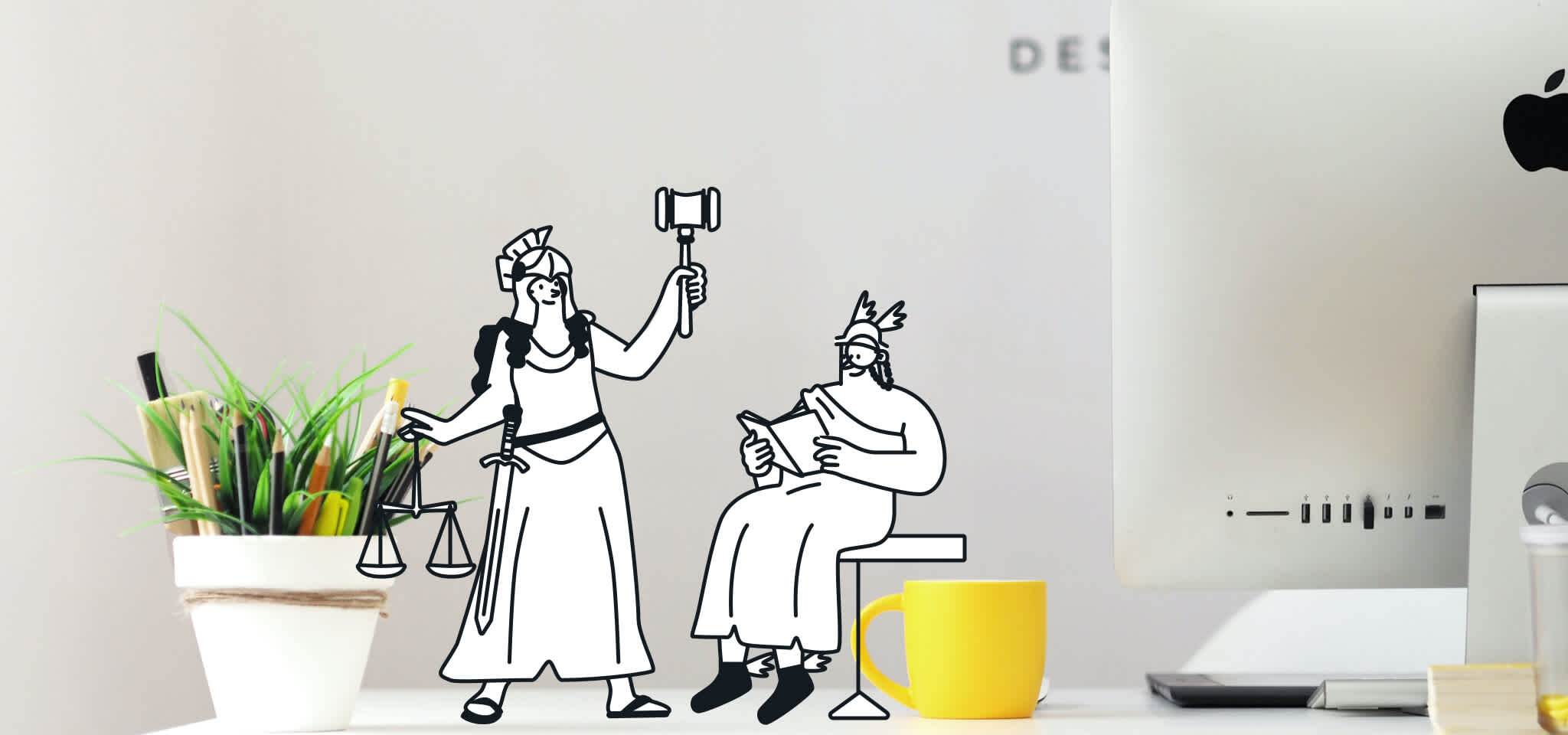 Hermes et Hera traînant dans le bureau.