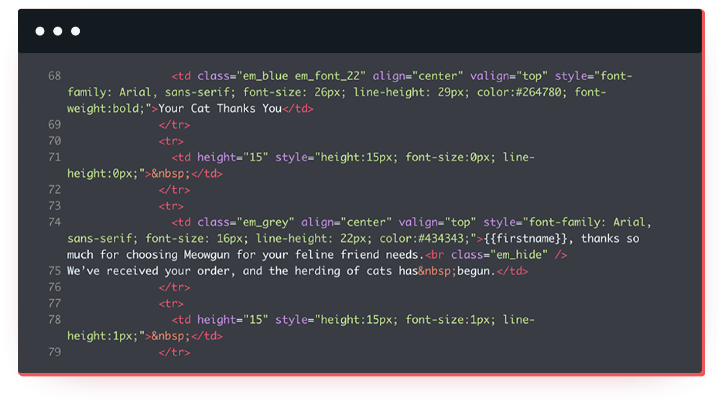 A mockup of HTML code for a table