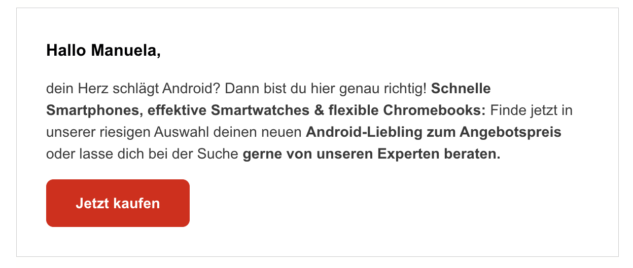 E-Mail-Personalisierung mit Vornamen von MediaMarkt