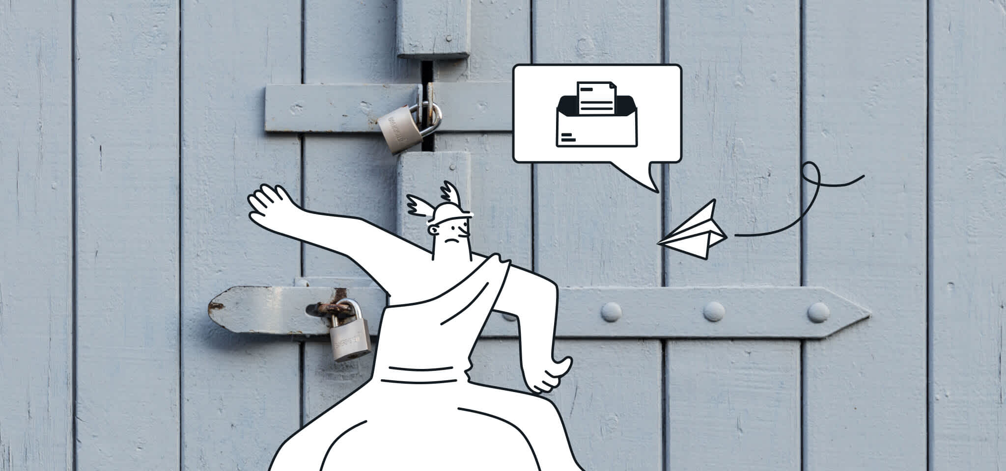 Hermes frente a la puerta cerrada