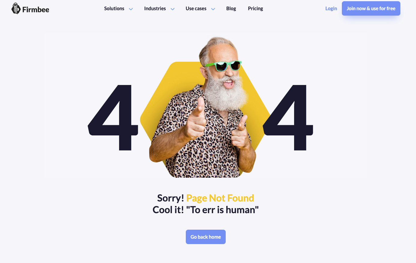 An example of a 404 error landing page
