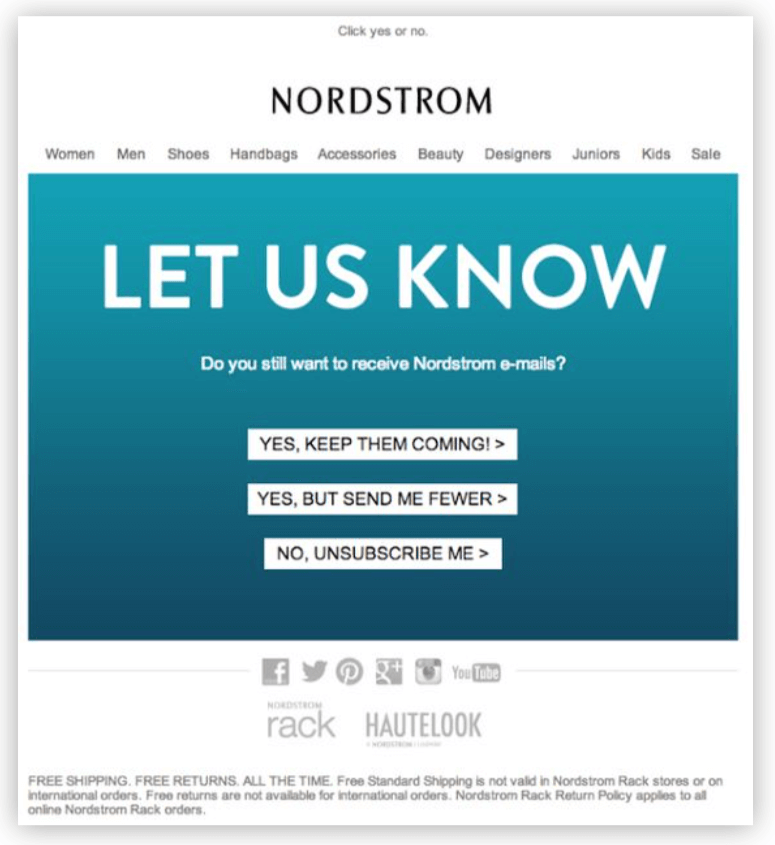 E-Mail Neuqualifizierungs-Kampagne von Nordstrom