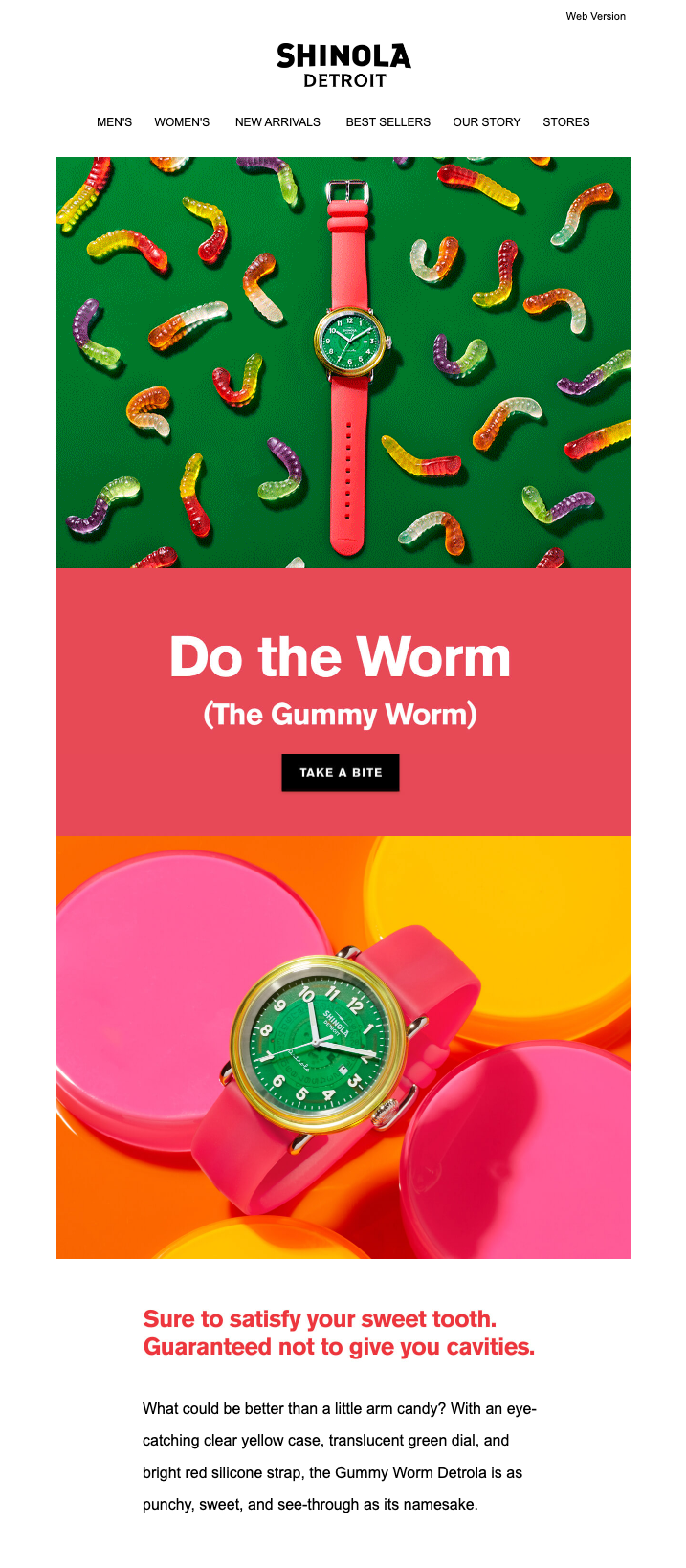 A screenshot of the Shinola newsletter.