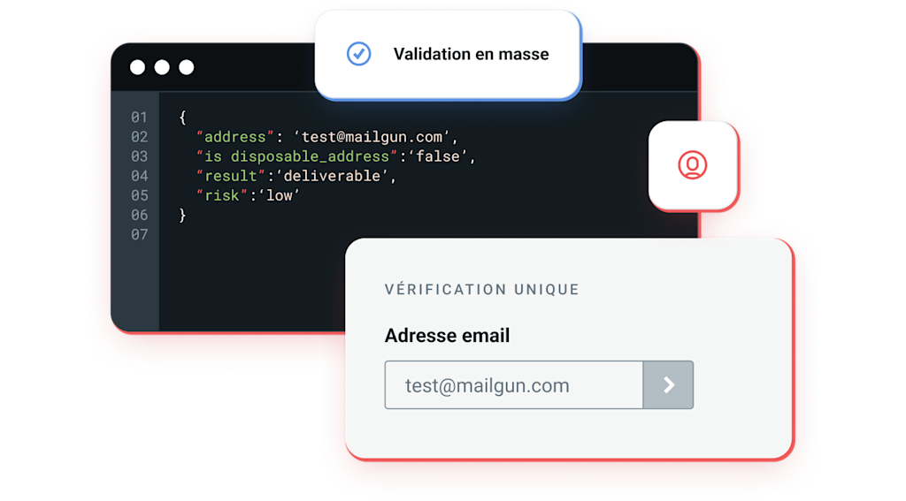 Illustration schématisant les vérifications d'emails en masse à l'aide de Mailgun.