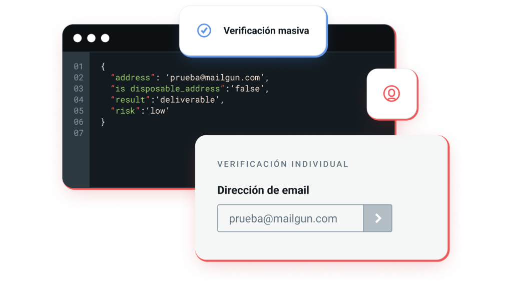 Una imagen que muestra el uso de Mailgun para validaciones masivas.