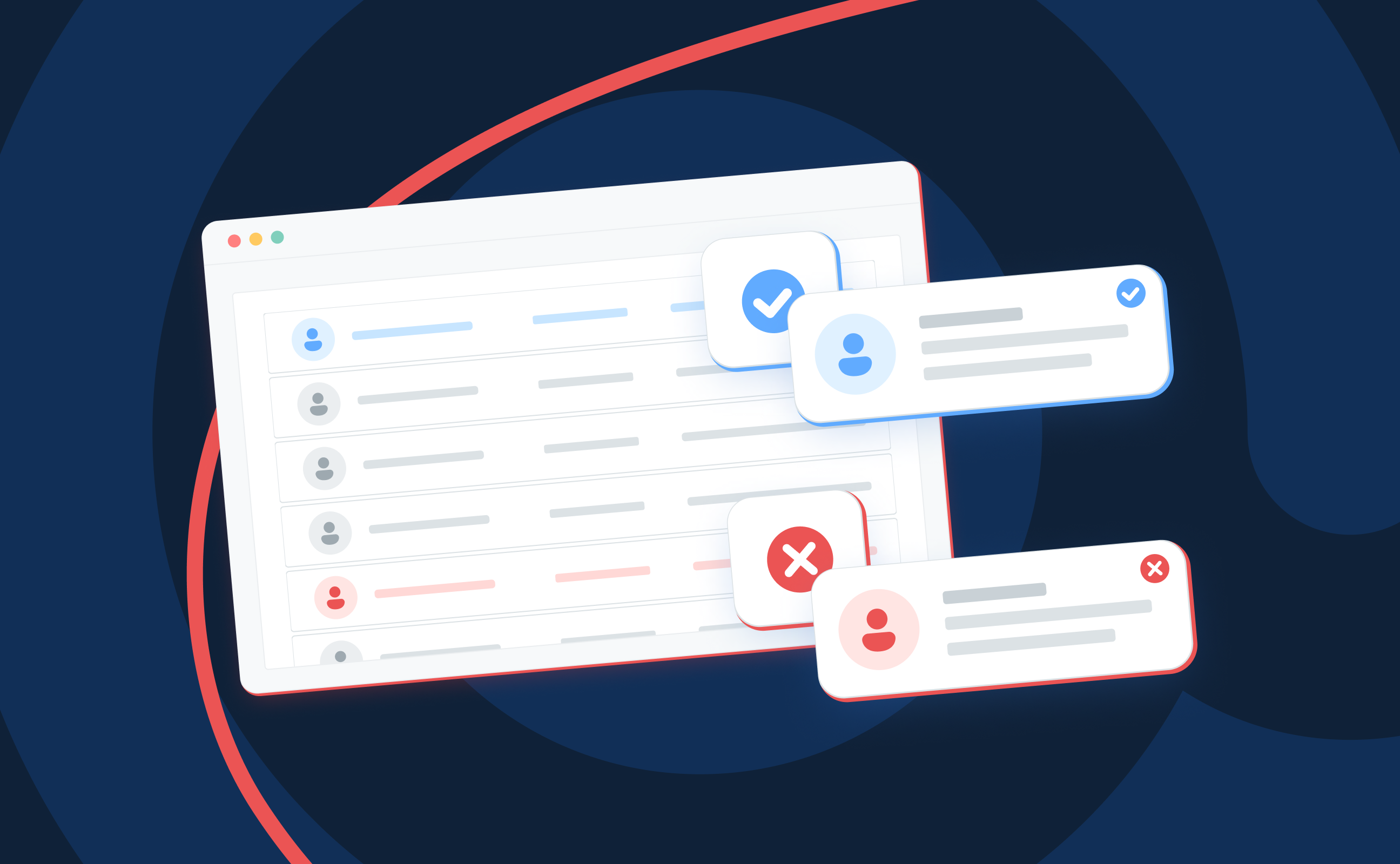 Illustration of email contact database with address verifications