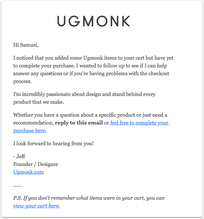 Ugmonk email.
