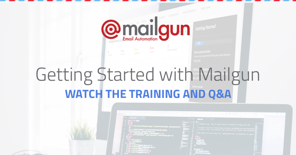 Banner for "Getting Started with Mailgun" training and Q&A session