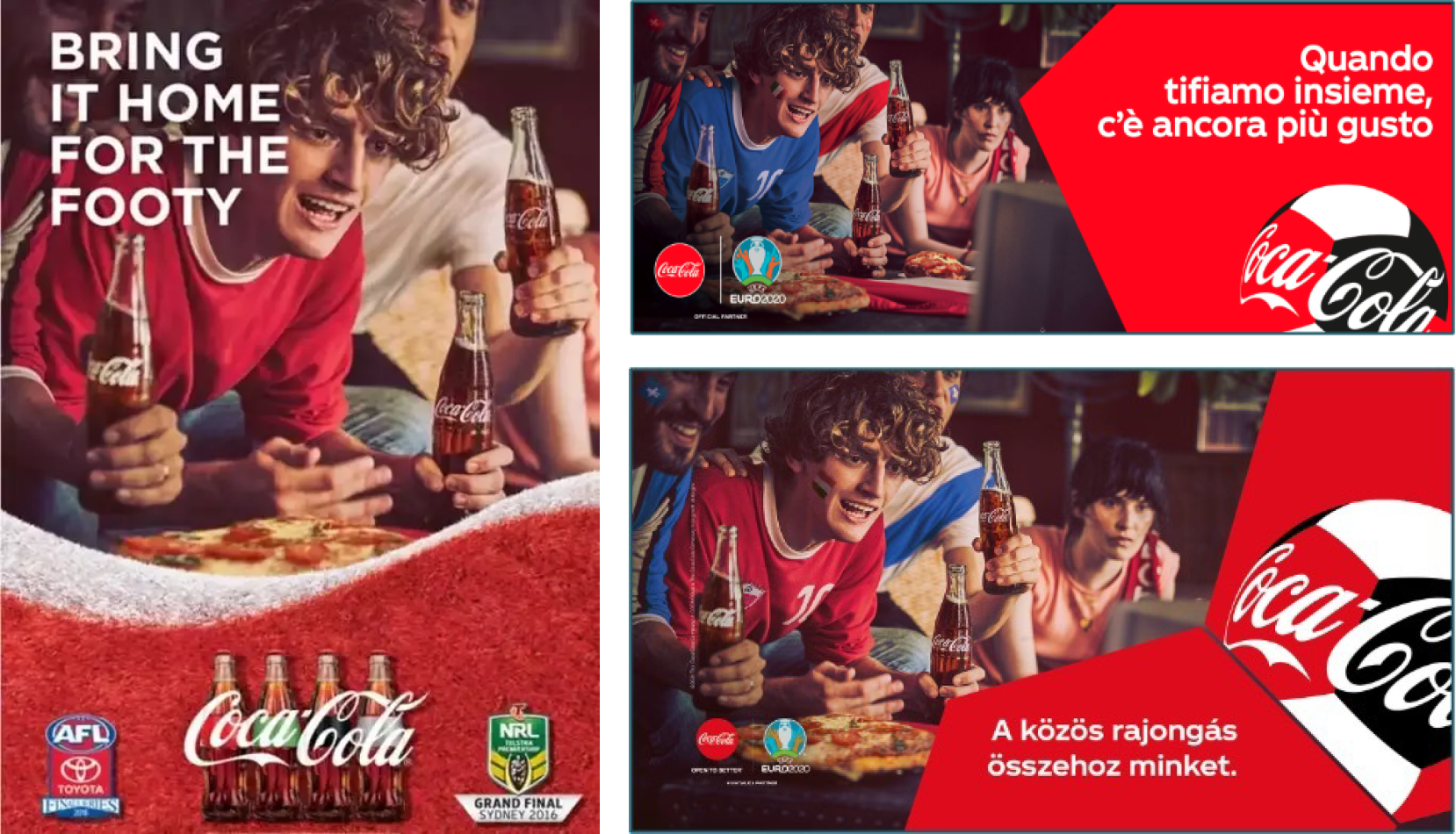 Coca-Cola Werbung zum Thema WM 2022 in verschiedenen Sprachen.