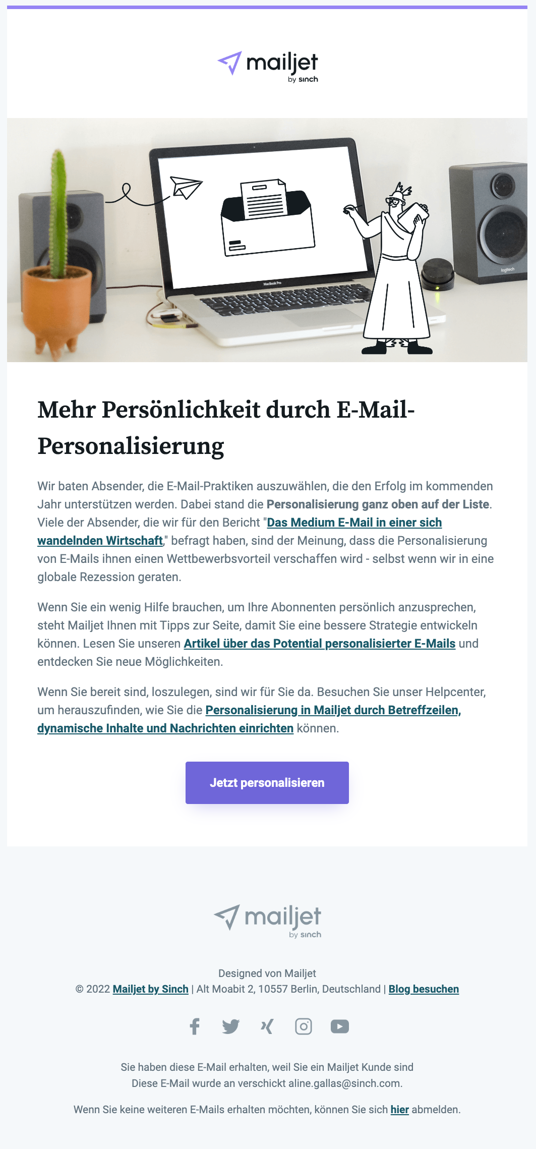 Beispiel eines Newsletters zum Thema E-Mail-Personalisierun