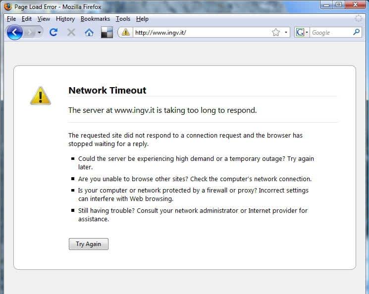 Network Timeout Abbildung in Firefox