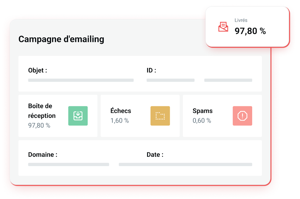 Illustration représentant différentes statistiques d'emailing comme le taux de délivrabilité ou l'engagement.