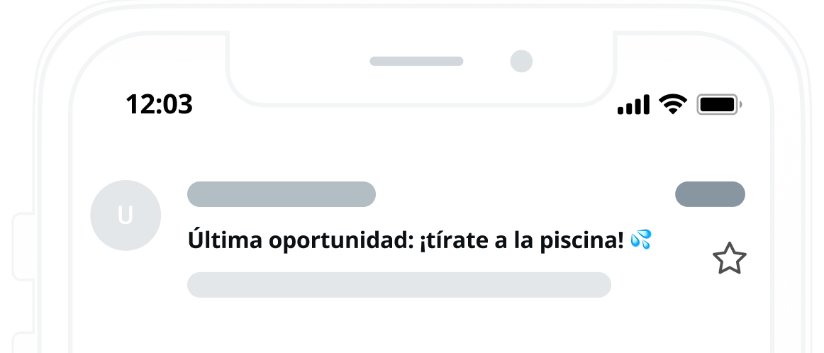 Ejemplo de línea de asunto de urgencia: Última oportunidad: ¡tírate a la piscina!