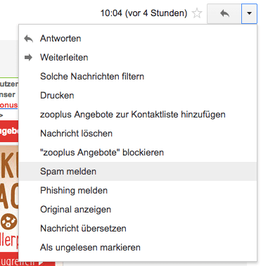 Möglichkeit bei Gmail E-Mails als Spam zu markieren 