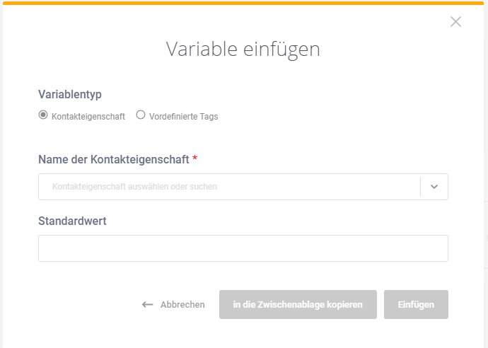 Einfügen von Variablen in einer Marketing E-Mail