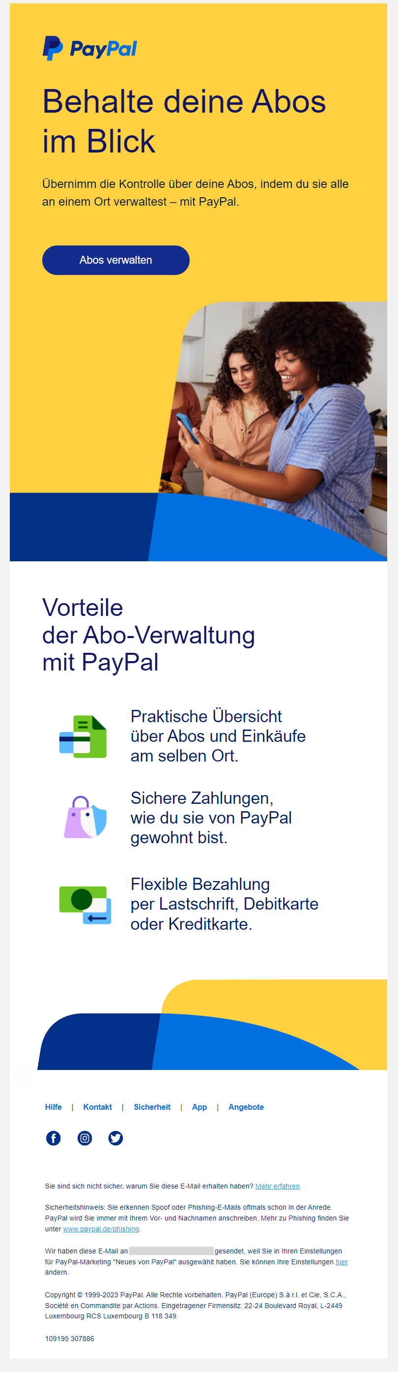 Lead-Nurturing-E-Mail von PayPal