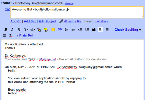 Test email on web app from Ev Kontsevoy