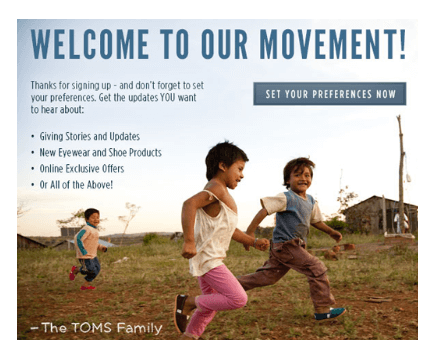 TOMS Beispiel einer Newsletter Kampagne